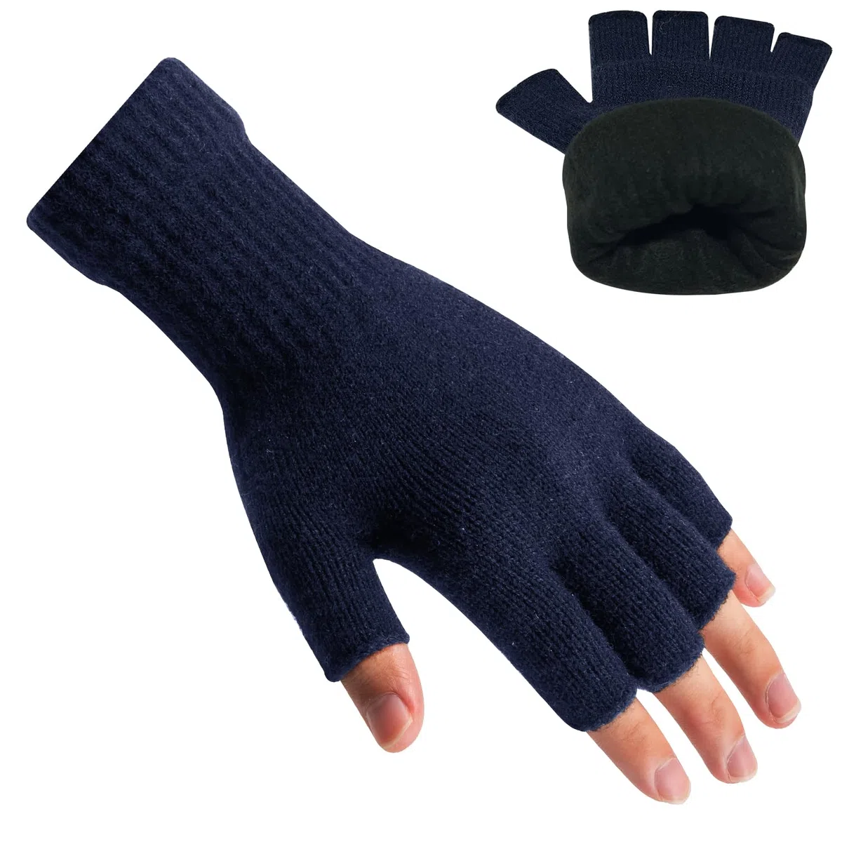 Rahhint Alpaka Wolle Fingerlose Winterhandschuhe Doppellagig - Elastische, Atmungsaktive & Wärmendehandschuhe zum Tippen, Arbeiten, Fahren - Thermo Handschuhe für Büro, Homeoffice und Freizeit