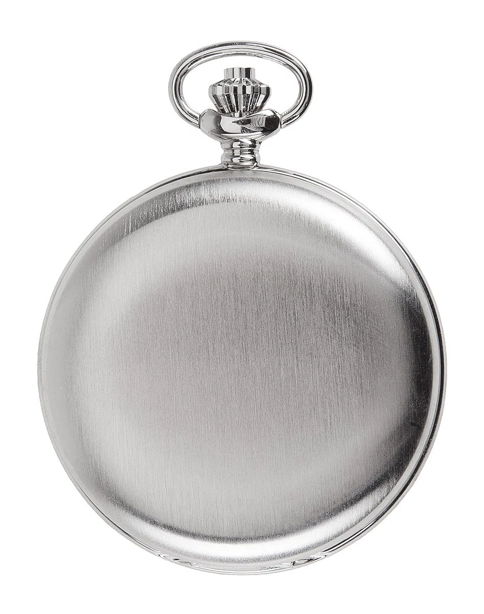 Hermann Jäckle Herren Taschenuhr Todtnau Quarz Silber 50 mm | Quarzwerk, Sprungdeckel, großes Zifferblatt mit arabischen Zahlen, inklusive Kette und Reiseetui