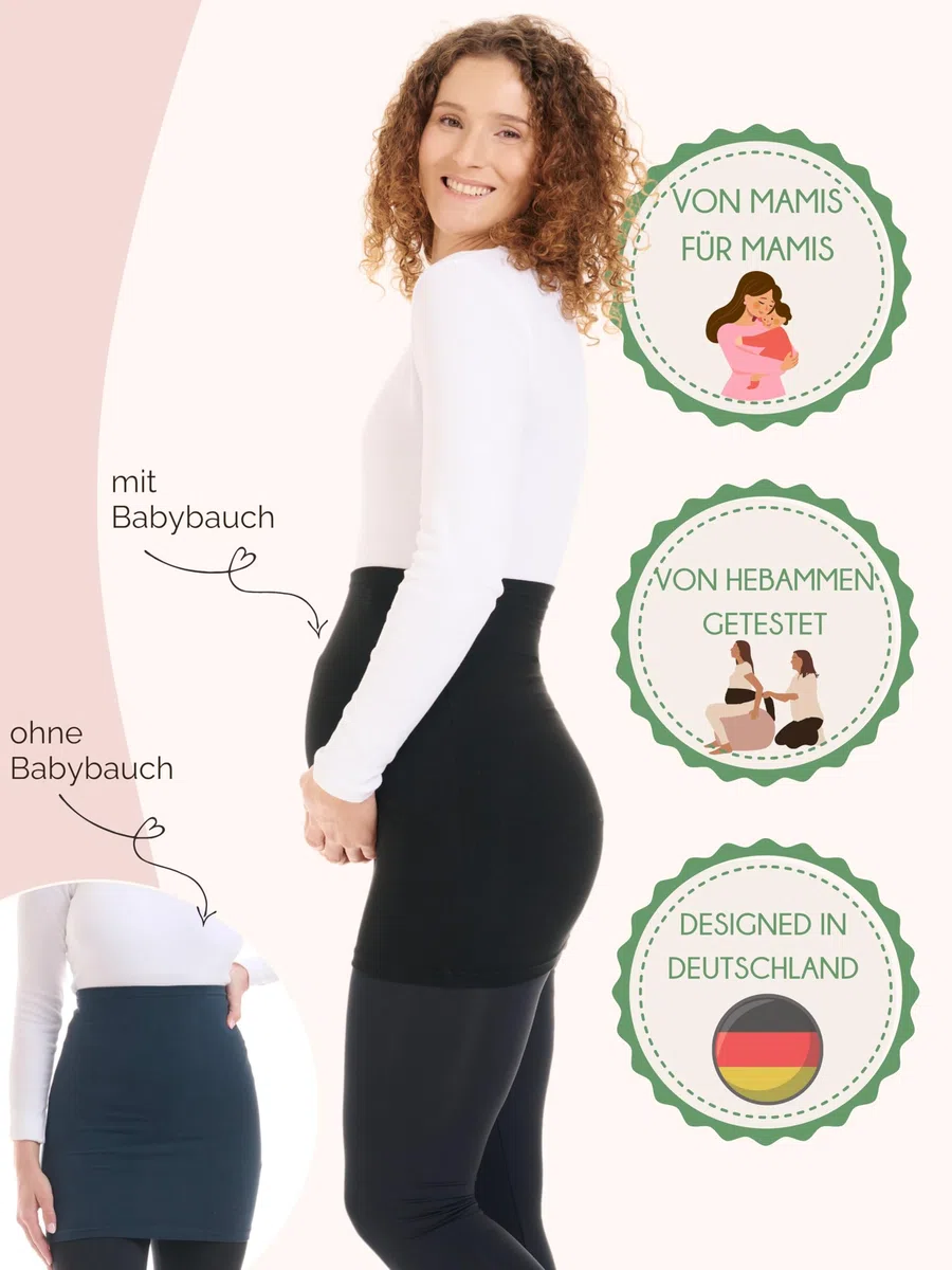 Herzmutter Bauchband-Tube Lang - 2er-Set - Baumwolle - Nierenwärmer-Rückenwärmer-Shirtverlängerung - Umstands-Bauchbänder - 6350