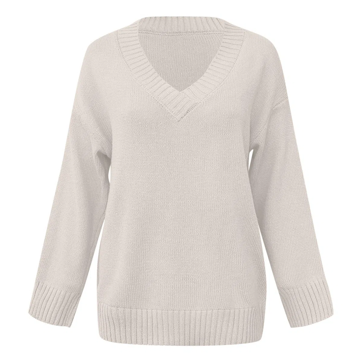 Pullover Damen V Ausschnitt - Strickpullover Damen Elegant Einfarbig Pulli Strick Shirt Langarm Sweater Herbst Winter Oberteile Langarmshirt Bluse Tops Strickpulli für Frauen Teenager Mädchen
