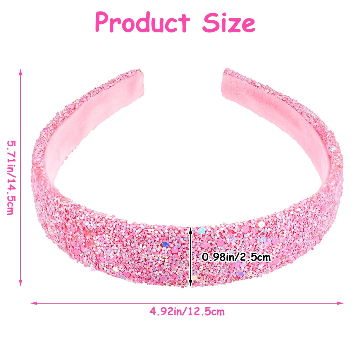 COMNICO 2 Stück Glitzer Stirnbänder für Mädchen Niedliche Glitzernde Breite Dicke Stirnbänder Bling Rutschfestes Haarband Regenbogen-Pailletten Haarschmuck (Rosa + Lila, Einheitsgröße)