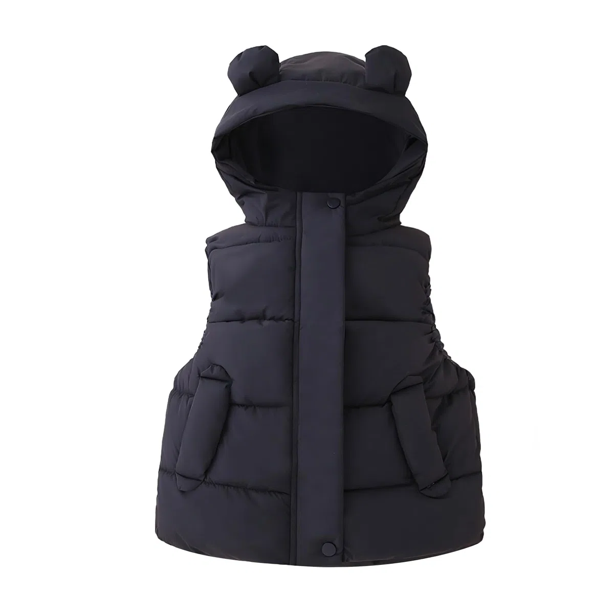 JiAmy Kinder Steppweste mit Süßen Ohren, Leichte Weste mit Kapuze für Jungen & Mädchen, Übergangsjacke Ärmellos für Herbst & Frühling