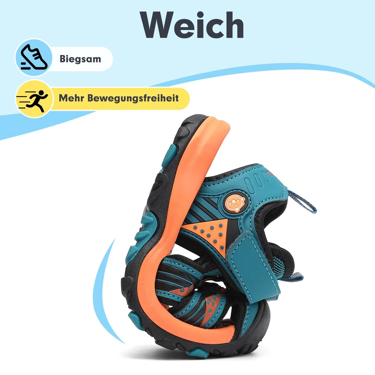 Mishansha Geschlossene Jungen Sandalen Sommer Atmungsaktiv Gr.24-39 | Geschlossen, Kinder Sommerschuhe, Trekkingsandalen, Outdoor, Rutschfest