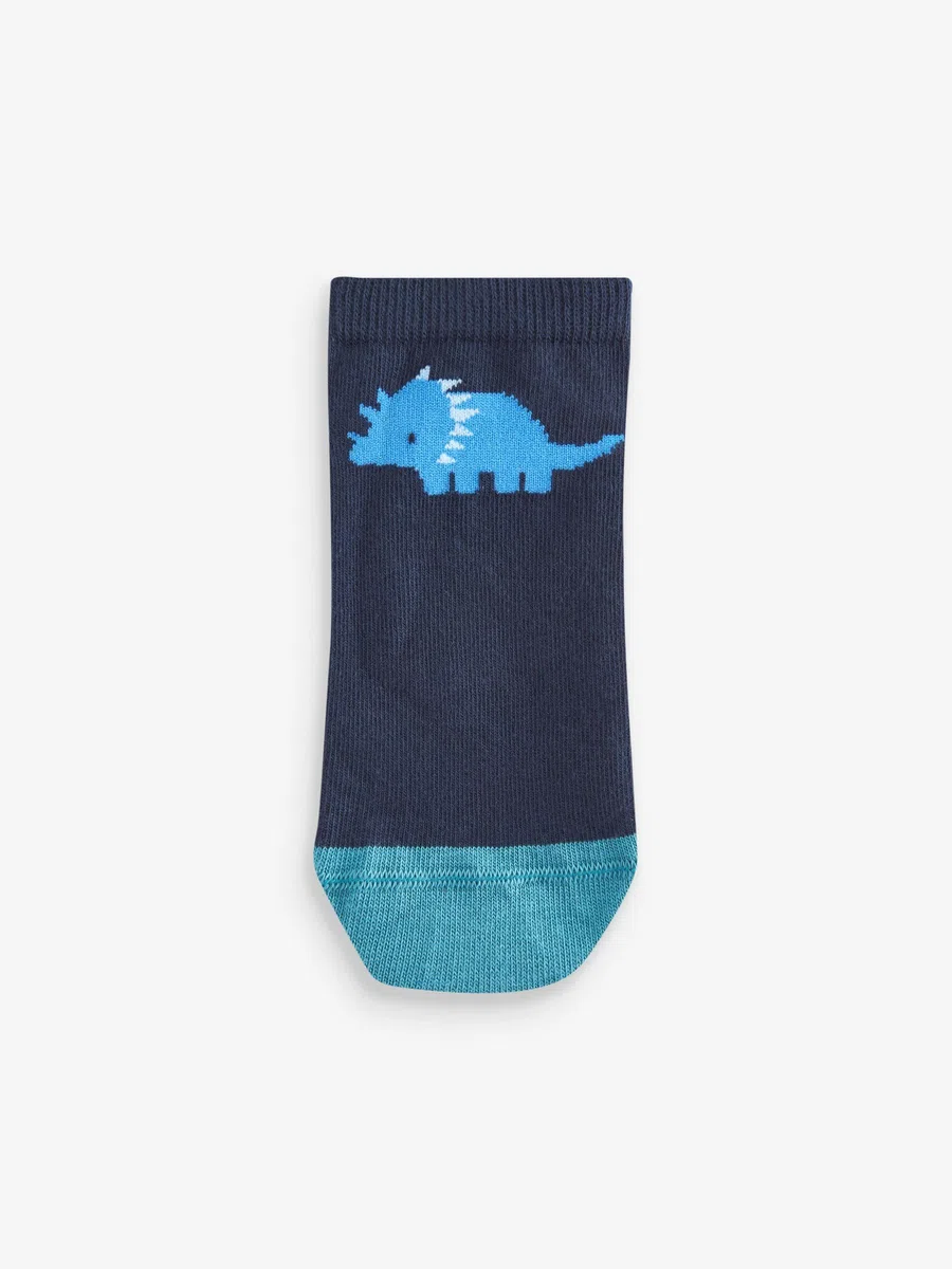 NEXT Jungen Sneaker-Socken mit hohem Baumwollanteil, 7er-Pack Blue Dinos 26.5-30.5