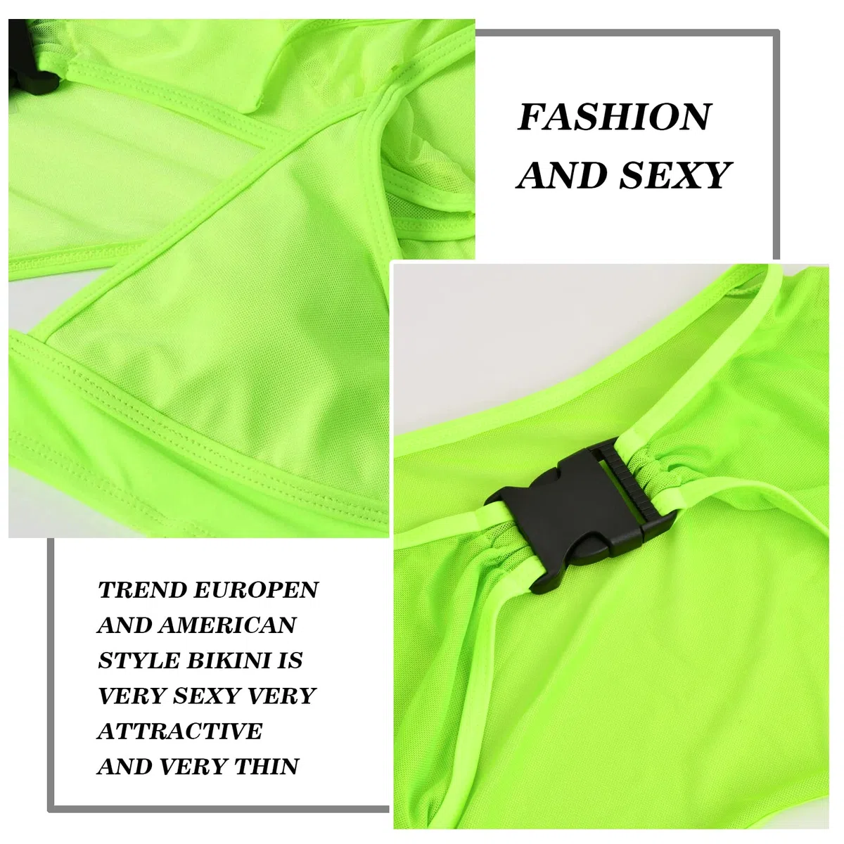 Bikini Damen Rave Outfits Neon Body Crop Top mit Schnalle Langarm Badeanzüge Mesh Shrug Rave Outfit für Festival Clubwear Party