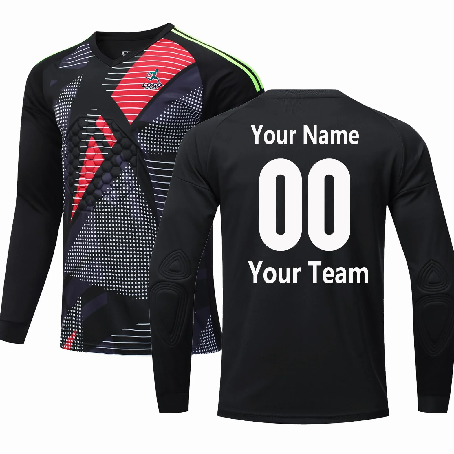 Personalisiertes Torwart-Trikot für Kinder, Teenager, Männer und Frauen, Nummer Erwachsene, Trikot mit Schwamm-Sweatshirt