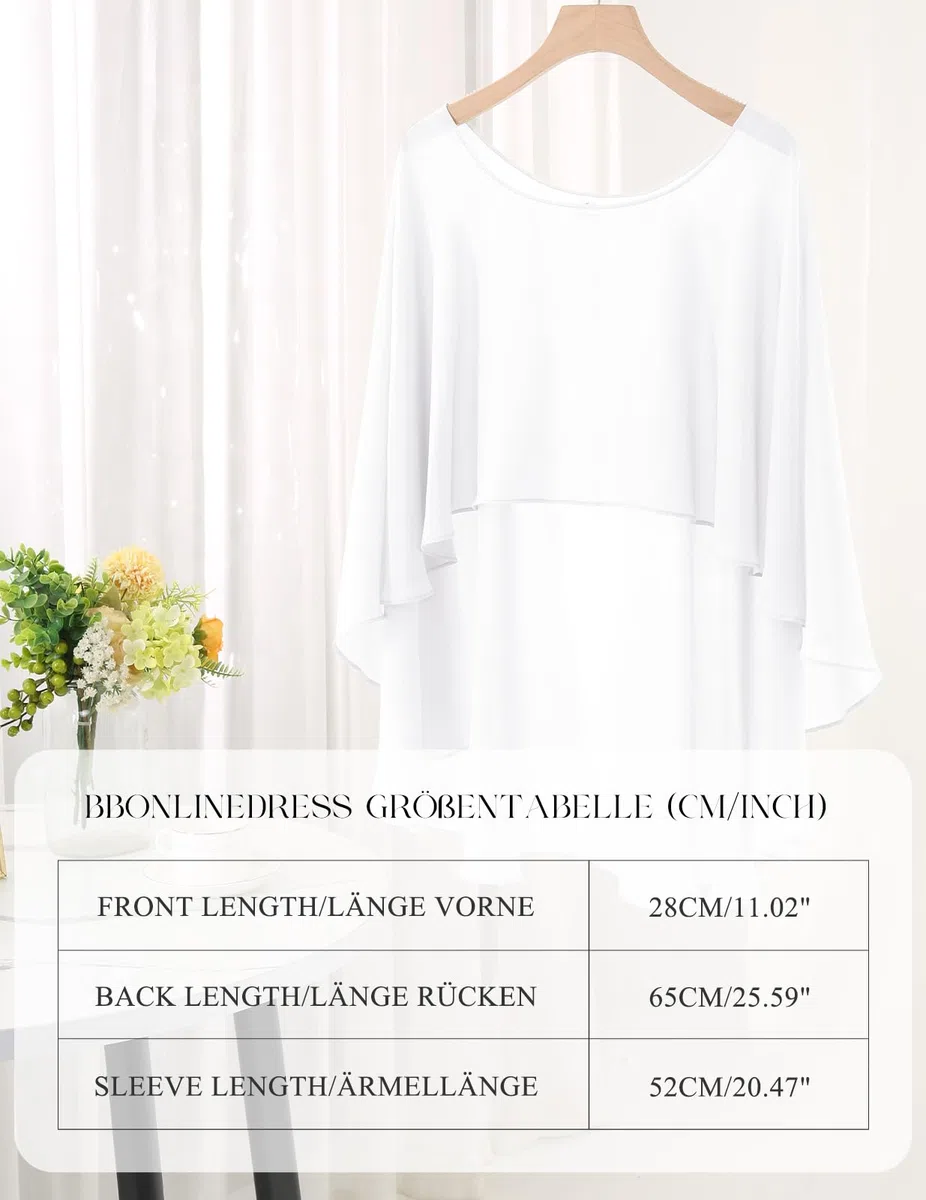 Bbonlinedress Chiffon Capes Damen Sommer Weiche Capelets leichte Tücher Wraps für Abendkleider Schal Stola elegant Umhang