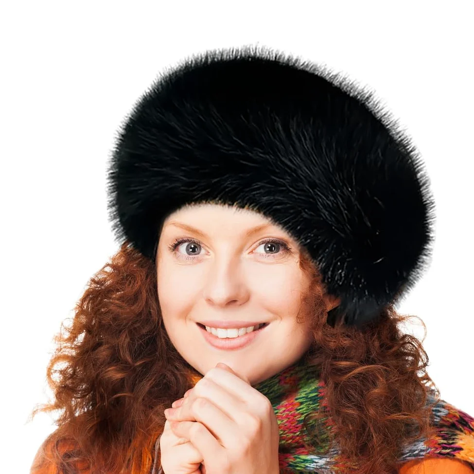 iSpchen Damen Pelzmütze Winter Kunstpelz Mütze Winter Warme Plüschmütze Kunstfell Wintermütze Fellmütze Damenmütze Kunst Pelz Mütze