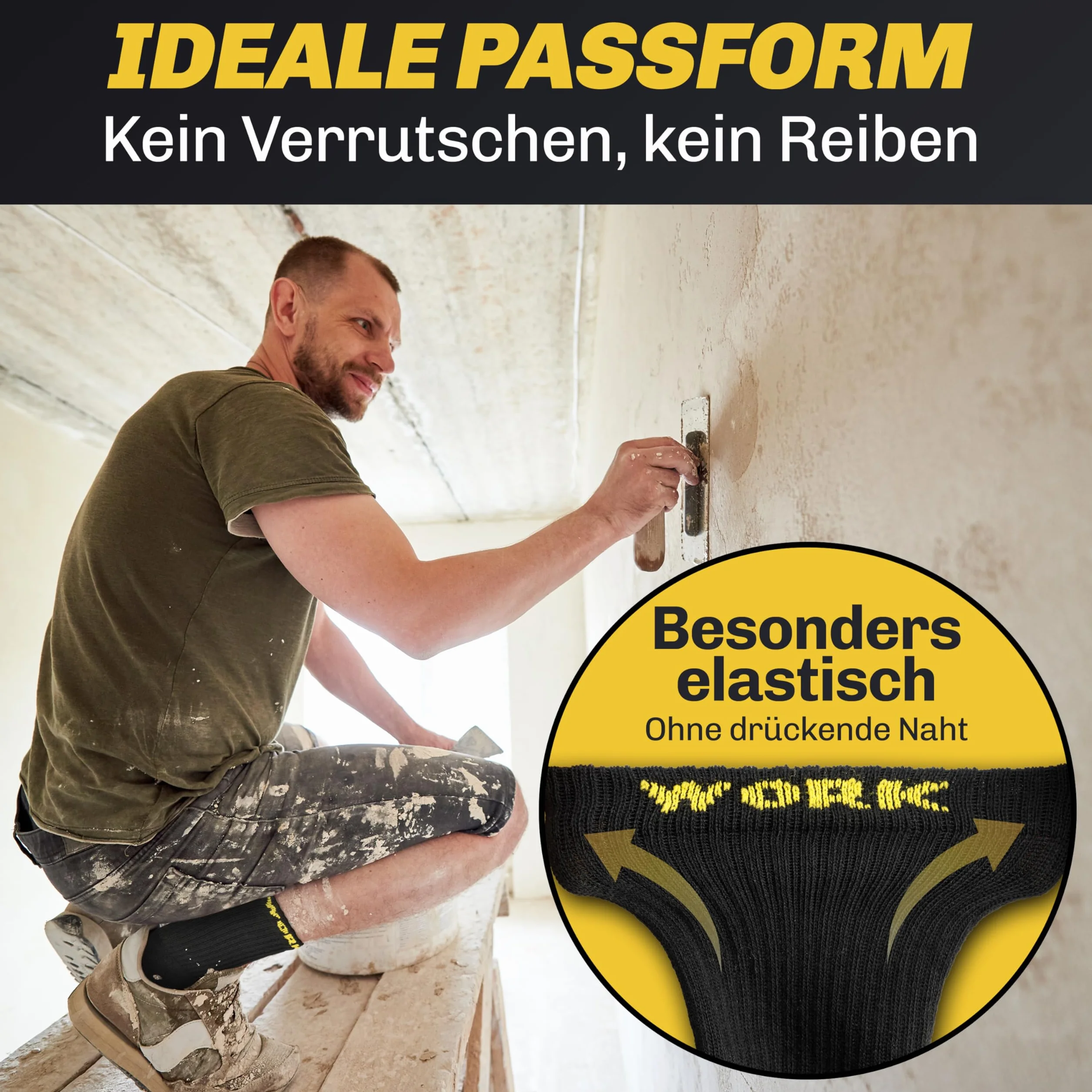 HELDENWERK 10 Paar Arbeitssocken Herren Premium | Verstärkte Arbeitsstrümpfe aus atmungsaktiver Baumwolle | Robuste Work Socks mit Komfortbund