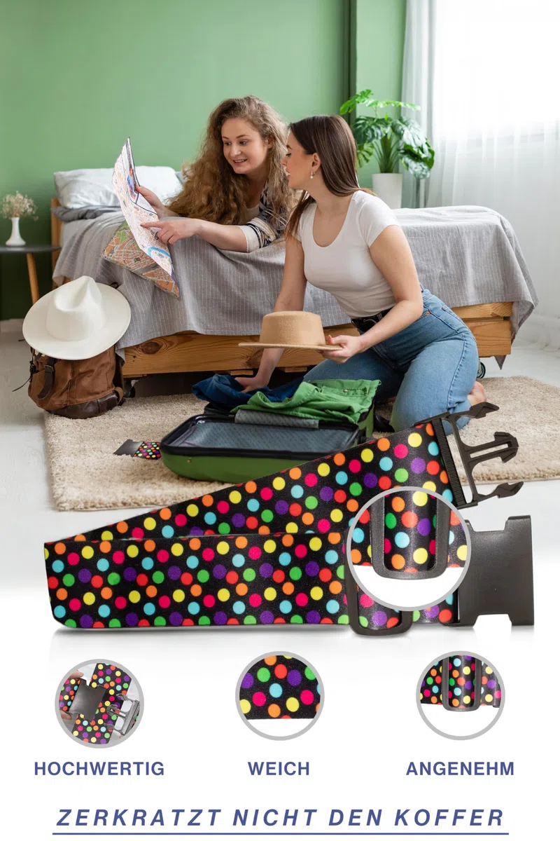 Wenter.S Koffergurte einzigartiges Kofferband Premium Gepäckgurt zur Individualisierung Ihrer Koffer - Gurt in stylischen Designs - Luggage Strap - praktisches Kofferband (schwarz weiß)