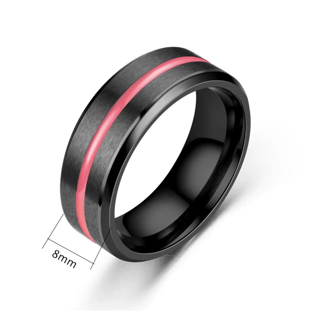 3 Stile Klassische 8mm Eheringe für Männer 's Edelstahl Ring Schwarz mit rosa orange Blue Groove Verlobungsring