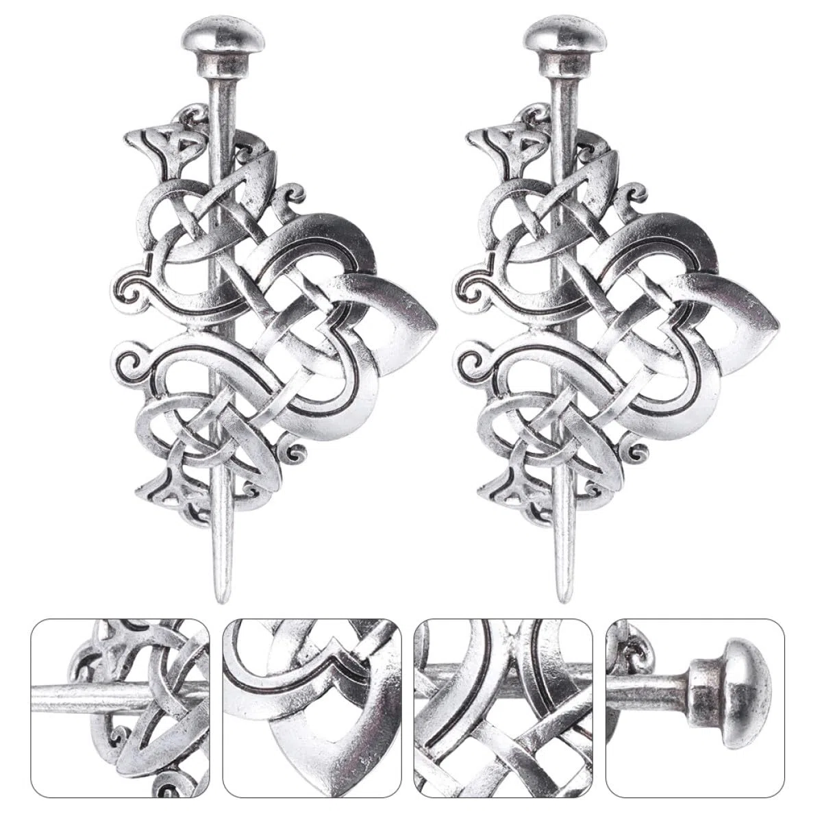 2 Stück Kreative Wikinger Haarnadeln Metall Haarklammern Keltischer Knoten Stil Damen Mädchen Haarspangen Leicht Langlebig Schmuck Zubehör