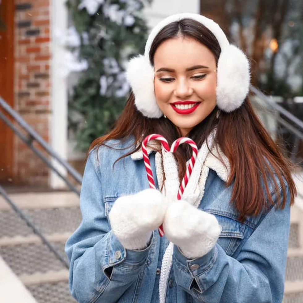 Sunowo Winter Ohrenwärmer, Winter Ohrenschützer Faltbare Abnehmbar Waschbar Plüsch Ohrenschützer warme Kälteschutz Kalte Winterzubehör Outdoor Ohrenmuscheln,Weiß,Einheitsgröße