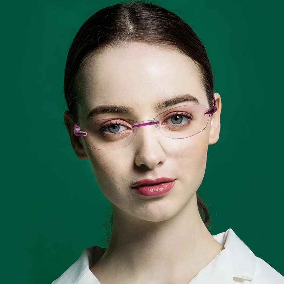 TERAISE Lesebrille, rahmenlos, Diamantschliff-Design, Anti-Ermüdung, klare Lesebrille für Männer