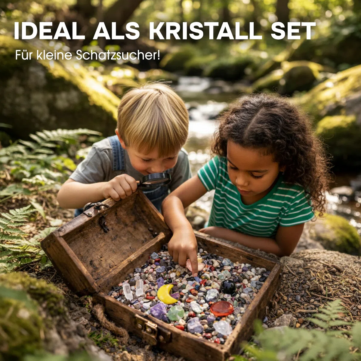 PURAJA Edelstein Set für Kinder | Kristall Konfetti | Edelsteine & Kristalle Mix | Natursteine & Rohsteine für Kindergeburtstag, Schatzsuche, Mitgebsel & Geschenk