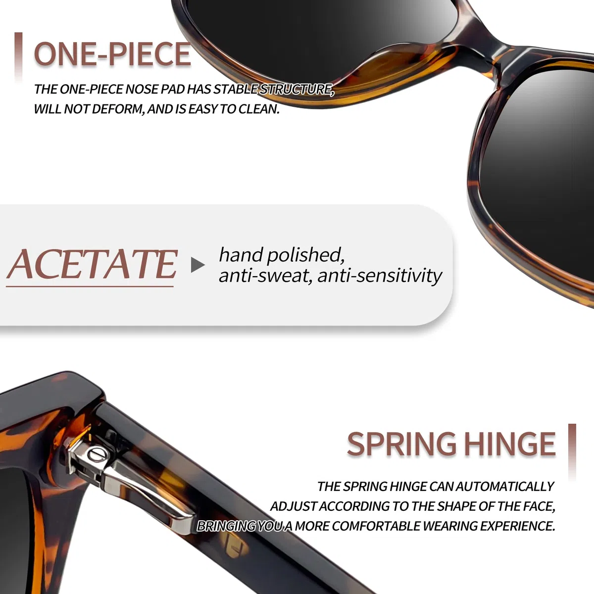 Joopin Acetat Sonnenbrille Damen Cateye Schwarz Modische und Polarisierte 90er Katzenauge Brille Chunky TR90 UV400-Schutz Cosplay Party zum Fahren