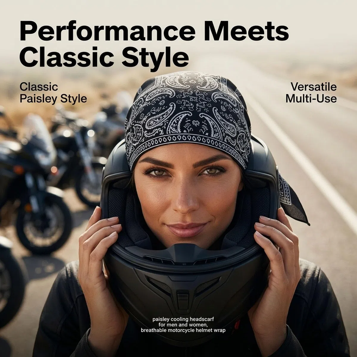 Generisch 5 Stück kühlendes Kopftuch Bandana, elastische Passform 55-60cm, schnelltrocknend und atmungsaktiv, praktisches Helm-Innenfutter, vielseitiger Kopfwickel für Sommer, Sport, Laufen, Reiten