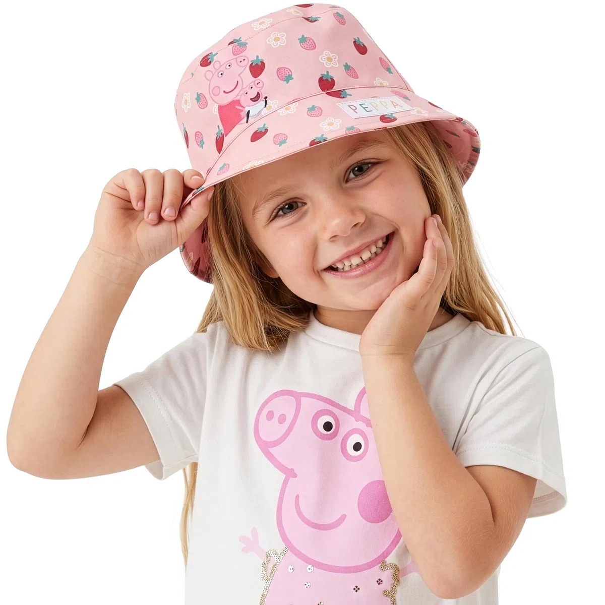 Peppa Pig Fischerhut für Mädchen, Peppa Und Evie Sommermütze Kinder, Sonnenhut Mädchen Für Den Sommer Einheitsgröße, One Size