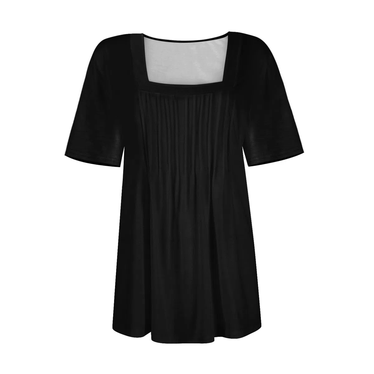 Damen T-Shirt mit quadratischem Ausschnitt weich bequem Rüschen Sommer Alltag Urlaub Büro Freizeitmode Casual Bluse