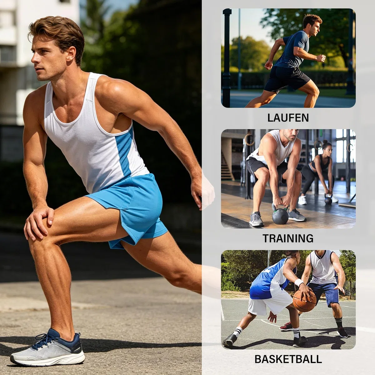 Amy Coulee Sporthose Herren Kurz 3" Mesh Laufhose Trainingshose Herren Kurz Schnelltrocknende Basketball Sport Shorts mit Innenzugband
