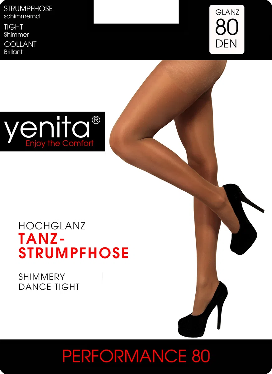 Yenita 2er Pack Tanzstrumpfhosen 80 Den, Ballett-, Cheerleader oder Gardestrumpfhose, Hochglänzend