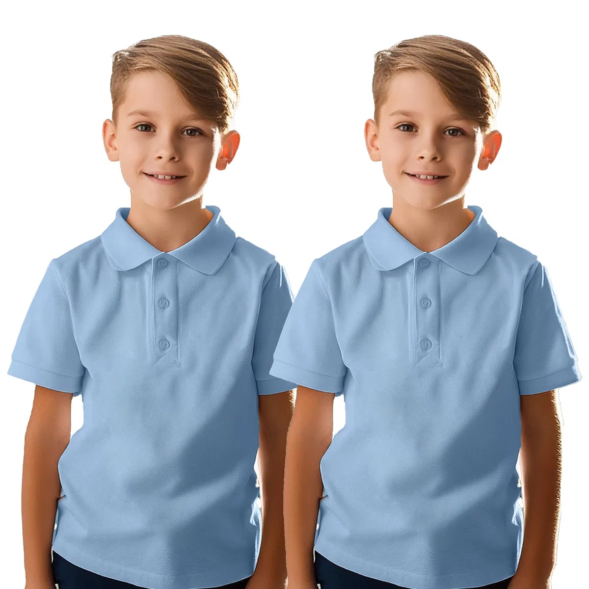 2 Stück Jungen Mädchen Schuluniform Polo Weiß Einfarbig Kurzarm Shirts Sportbekleidung