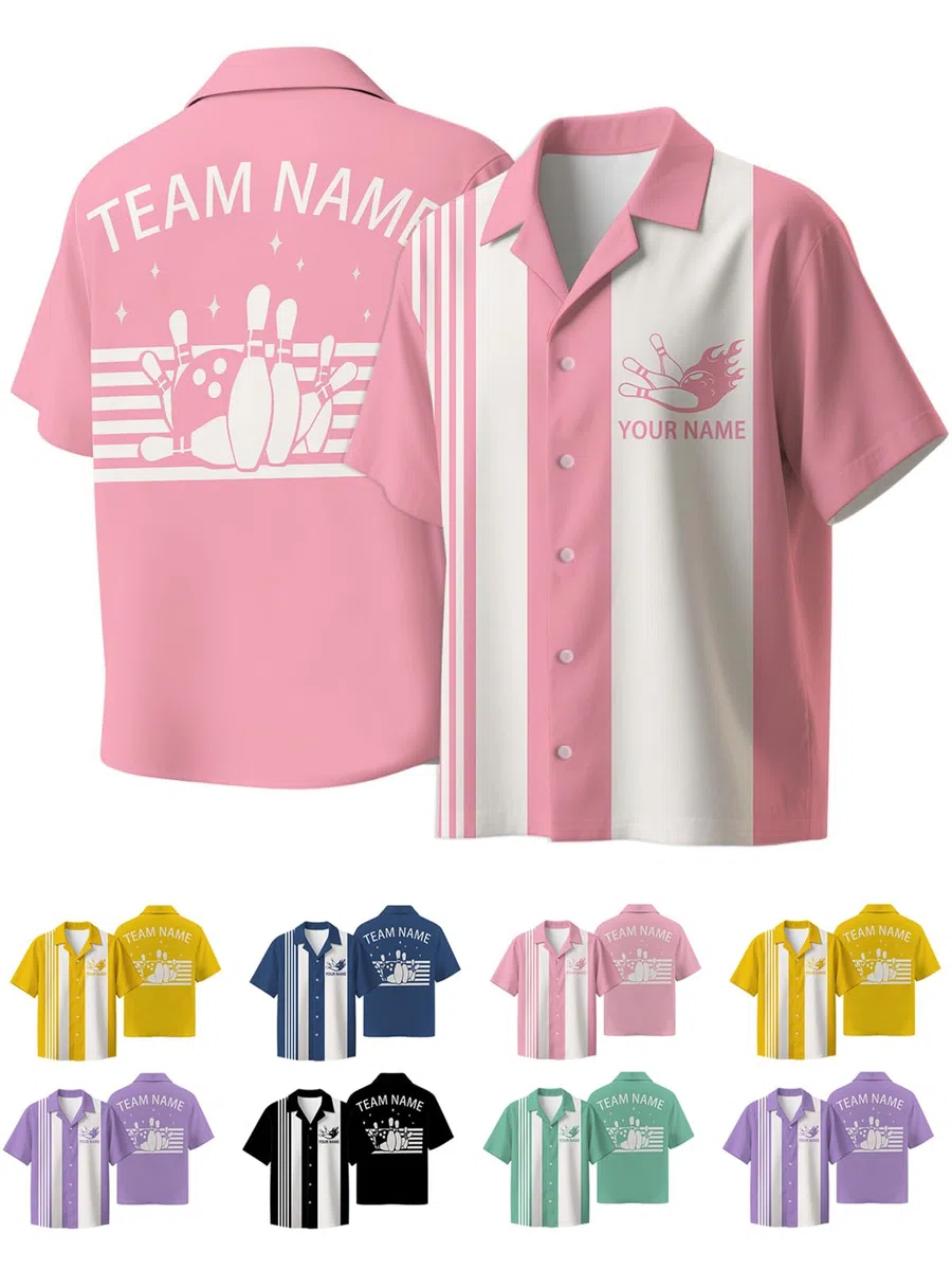 Personalisiertes Bowling-Shirt, individuelle Bowling-Uniform mit Namen, individuelles Team-Trikot, Bowling-Liebhaber-Geschenk f��r Frauen und M?nner