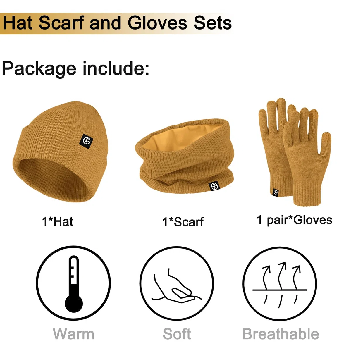 Baynetin Mütze Schal & Handschuh-Sets 3in1 Unisex BeanieMütze Touchscreen Handschuhe und Loop Schal Set mit Weiches Fleecefutter für Outdoor Sport Joggen Skifahren