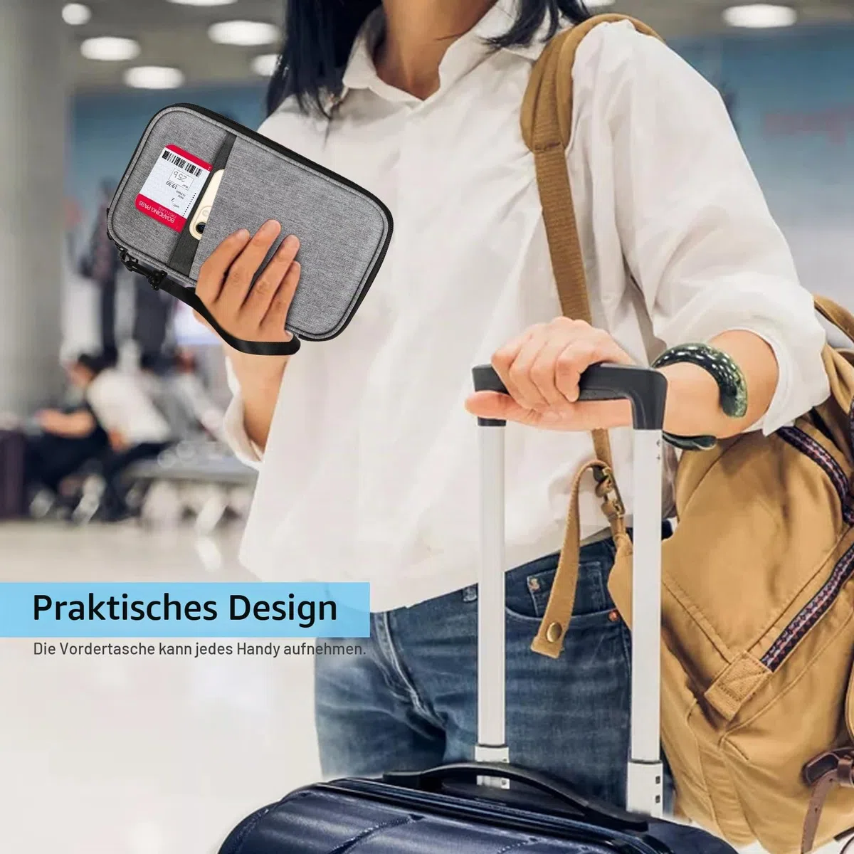 FINTIE Reisepass Tasche Familie Reiseorganizer, RFID-Blockier Wasserdicht Handytasche Reisepasshülle Ausweistasche Dokumente 6 Pässe für Damen und Herren,