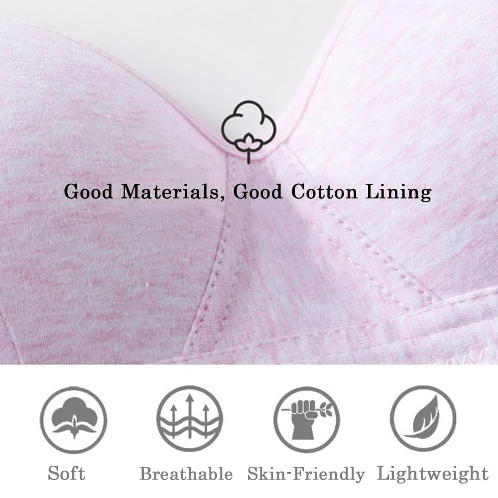 Bysion Mädchen Sport BH aus Baumwolle Bralette 3er-Pack Ohne Bügel Nahtlose Sportunterwäsche mit Verstellbarem und abnehmbarem Schultergurt Unterwäsche