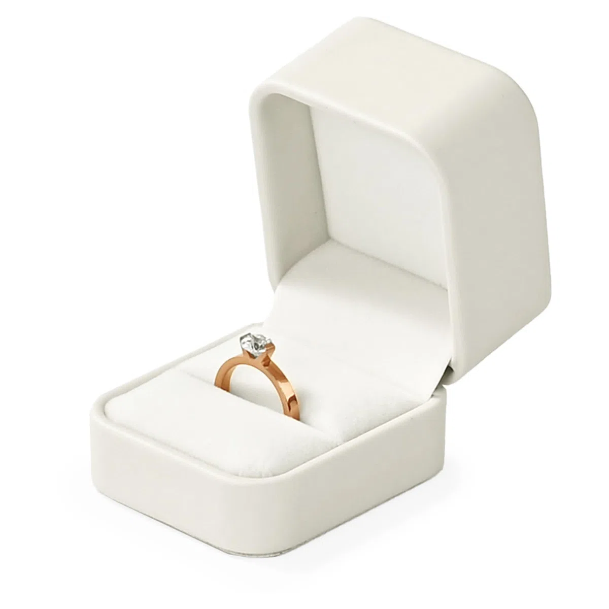 Oirlv PU Leder Beige Klassisch Ringbox Verlobungsring Box,Ringschatulle für Hochzeit,Vorschlags