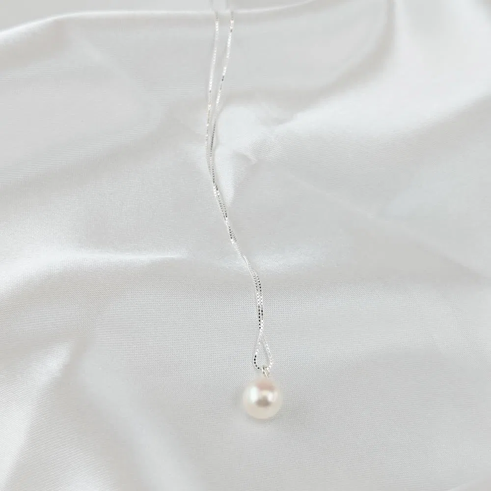 Halskette aus natürlichen Perlen, Perlenkette mit echt Silberkette und echt Perlen Weiß für Damen und Mädchen Elegant