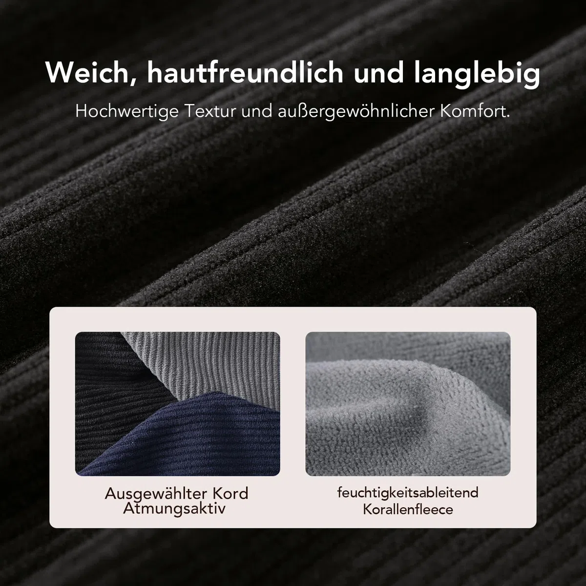 VeraCosy Männer gemütliche Pantoffeln Cord Gedächtnisschaum Innen Hausschuhe