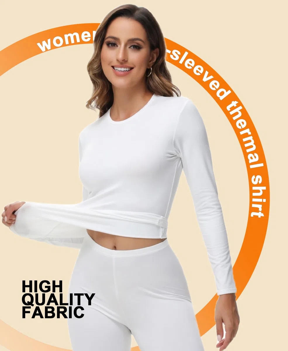 Thermo Langarmshirt Damen Thermo Unterhemd Oberteil Langarm Thermoshirt Winter Warme Funktionsshirt Thermounterwäsche Atmungsaktives Sportshirt mit Innenfleece