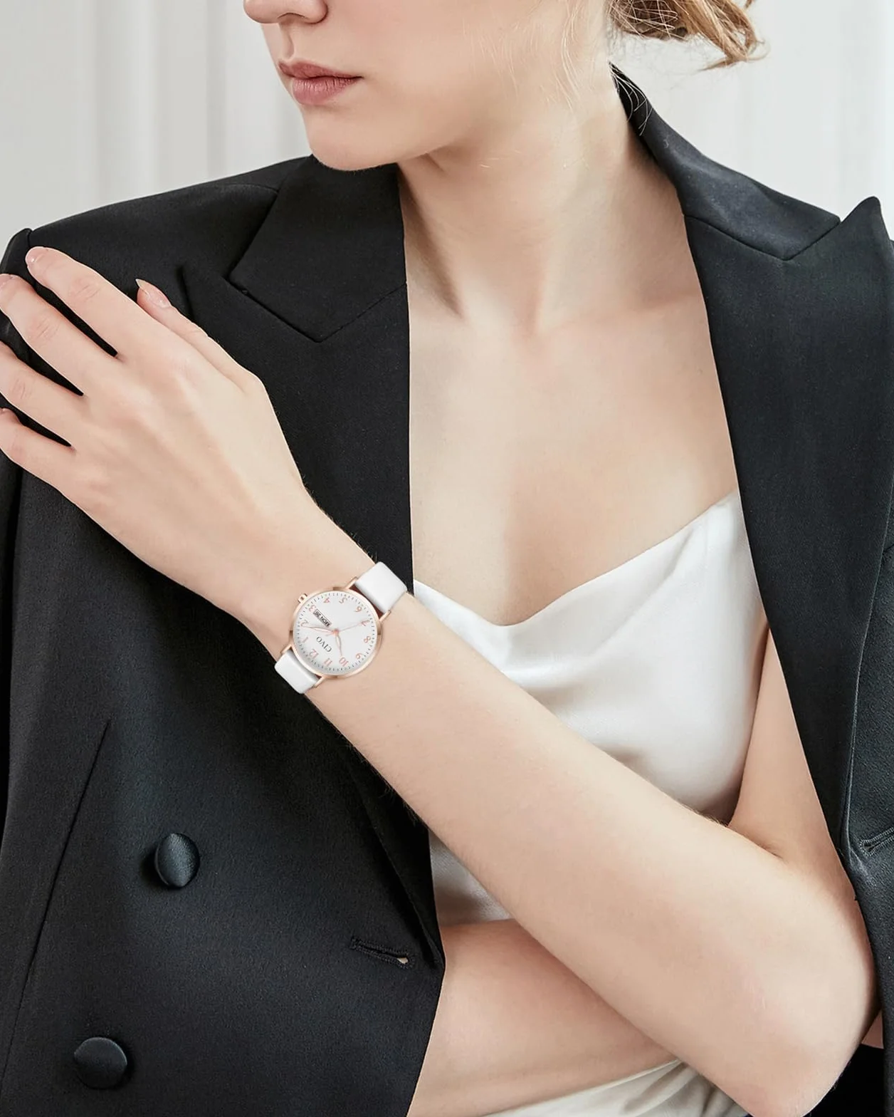 CIVO Leicht Lesbar Armbanduhr Damen: Klares Zifferblatt mit Zahlen Leuchtende Zeiger Datum - Analog Damenuhr Lederarmband für Casual Alltagskleidung Geschenke
