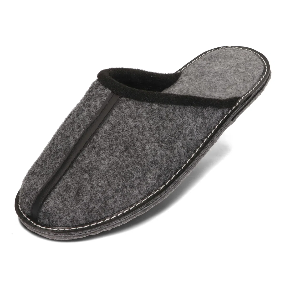 BeComfy Herren Filzpantoffeln Hausschuhe Pantoffel Filz Filzsohle Sehr Leicht Grau Schwarz 40 41 42 43 44 45 46 EU