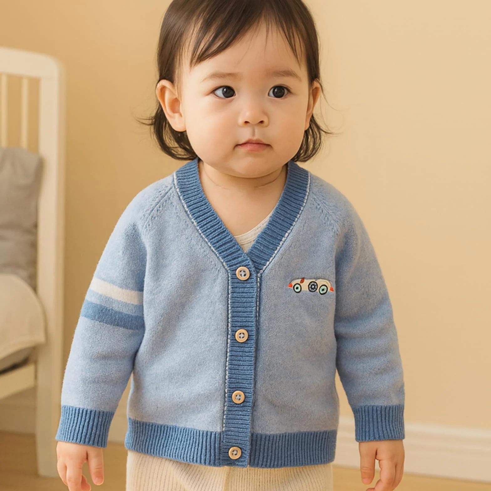 Kleinkind Baby Jungen Strickjacke kleine Jungen V-Ausschnitt Baumwolle Pullover Kinder Lange Ärmel Jacke Stricken Knopf Up für Herbst Winter