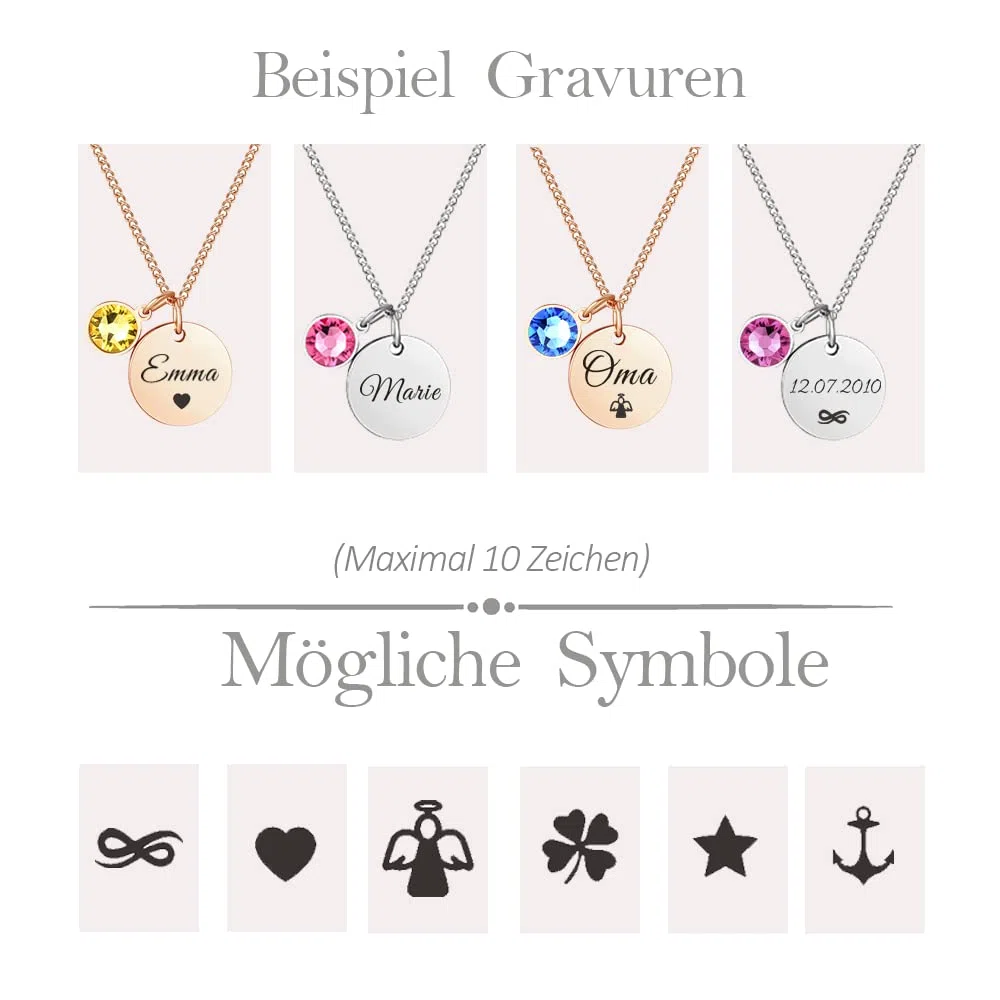 TMT Personalisierte Namenskette mit Gravur und Kristall Buchstaben initialen (silber & rose-gold) Geburtstagsgeschenk für Frauen und Mädchen Geschenk Kette Mutter Oma BFF Bridesmaid