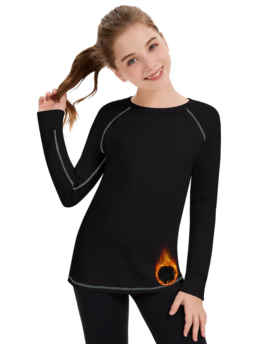 Soneven Thermo Langarmshirts Mädchen Pullover Jungen Unterwäsche Kinder Langarm Sportshirt Long Sleeve Unterhemden Thermo Oberteil