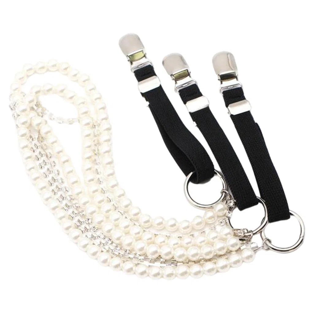 Punk Stil Hosenträger Frauen Y-Form Metall Clips Einstellbare Perle Gurt