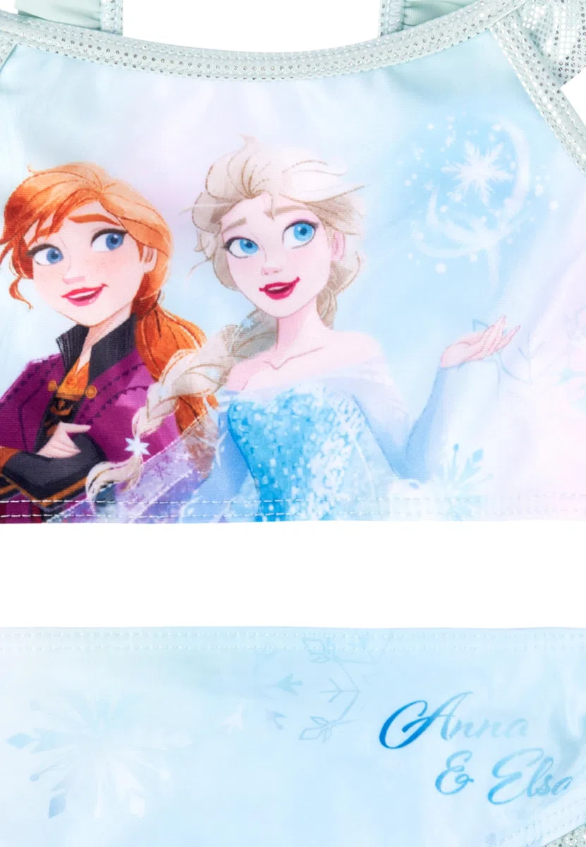 Disney Die Eiskönigin Bikini mit Rüschen für Mädchen - ELSA & Anna Frozen Kinder Zweiteiler Schwimmanzug Türkis