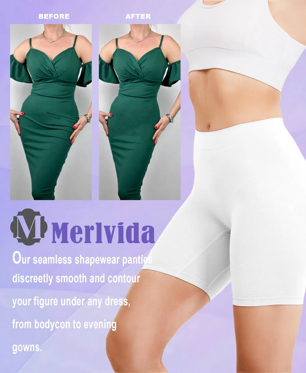 Merlvida Bauchweg Unterhose Damen Hohe Taille Miederhose Bauchkontrolle Nahtlose Bauch Weg Unterwäsche Shapewear Figurformende Leggings Unter Kleid Rock Stark Formende Shorts Kurze Hose