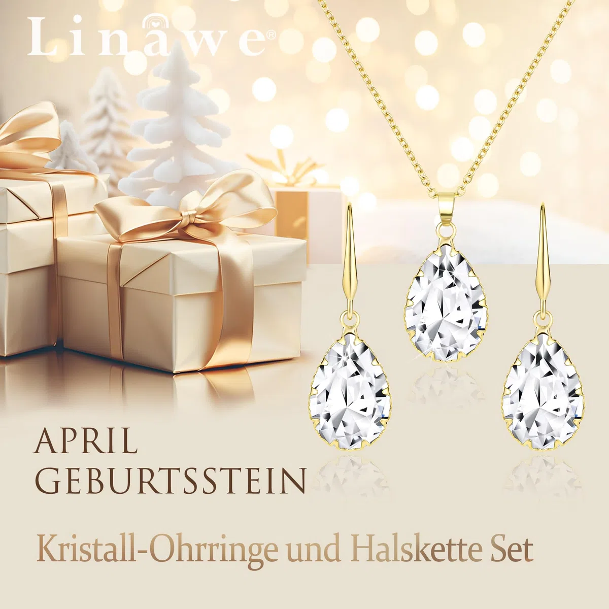 Linawe Schmuck Set, Brautschmuck Hochzeitsschmuck Braut Jewellery, Damenohrringe Ohrringe Hängend und Anhänger Kette Halskette Damen, Erhältlich in Silber, Gold und Roségold