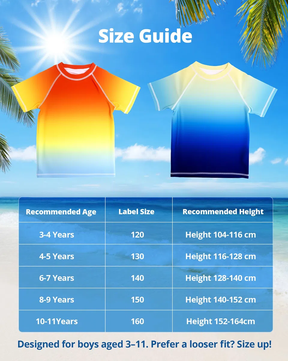UV Shirt Jungen Kurzarm UPF 50+ Schwimmshirt Kinder für 3-11 Jahre – Schnell trocknend, Sonnenschutz