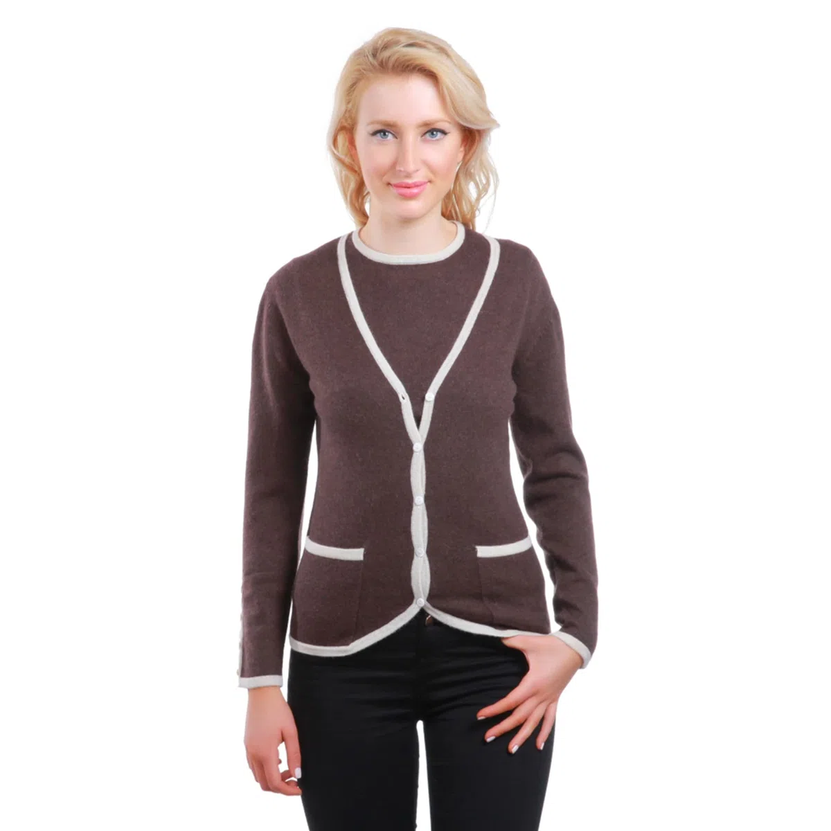 Twin-Set zweifarbig, 85 % Kaschmir und 15 % Seide
