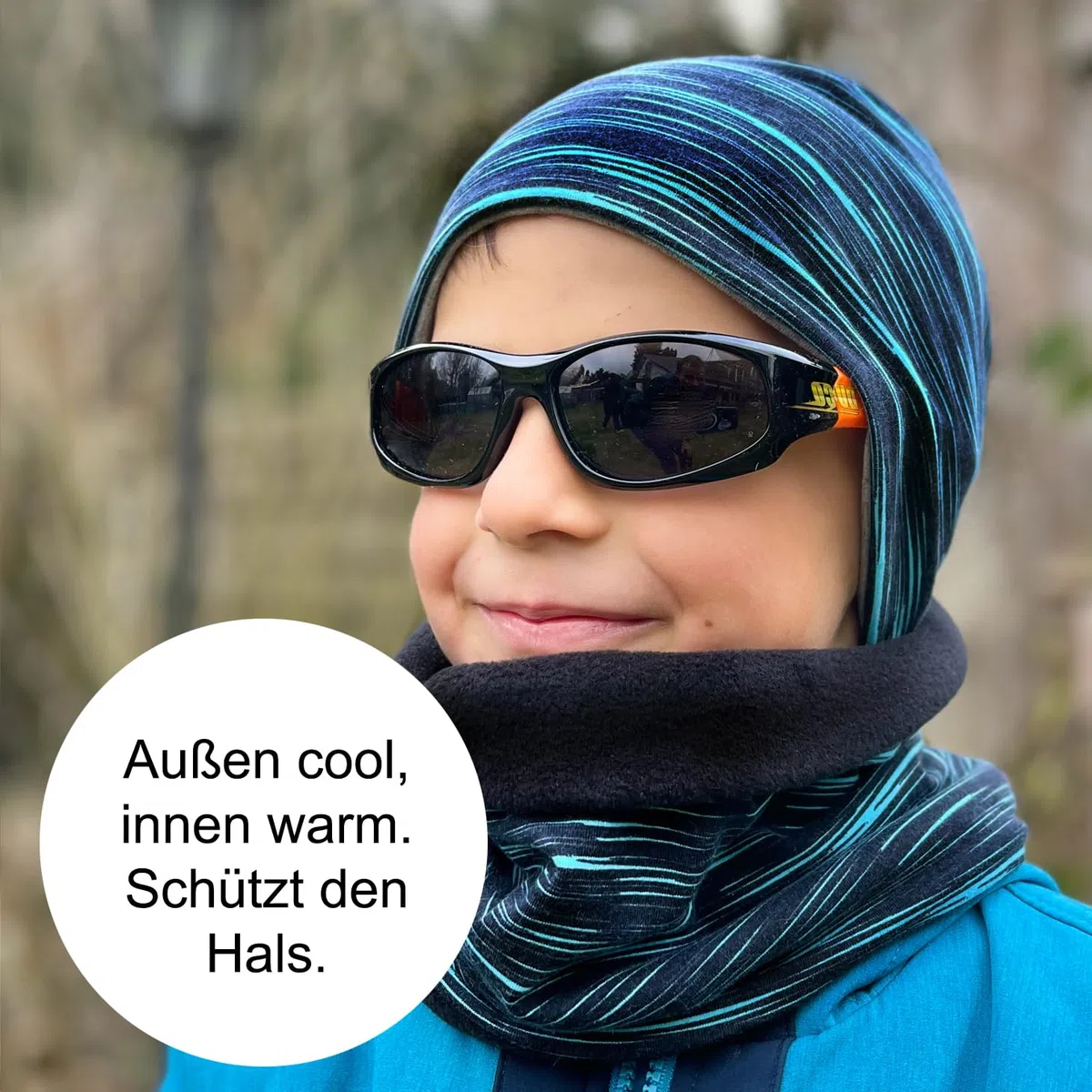 Wollhuhn Kinder Loop Schal – Warmer Schlupfschal/Halstuch mit Fleece-Futter – doppellagig, weich & wendbar – viele Motive für Winter & Übergangszeit