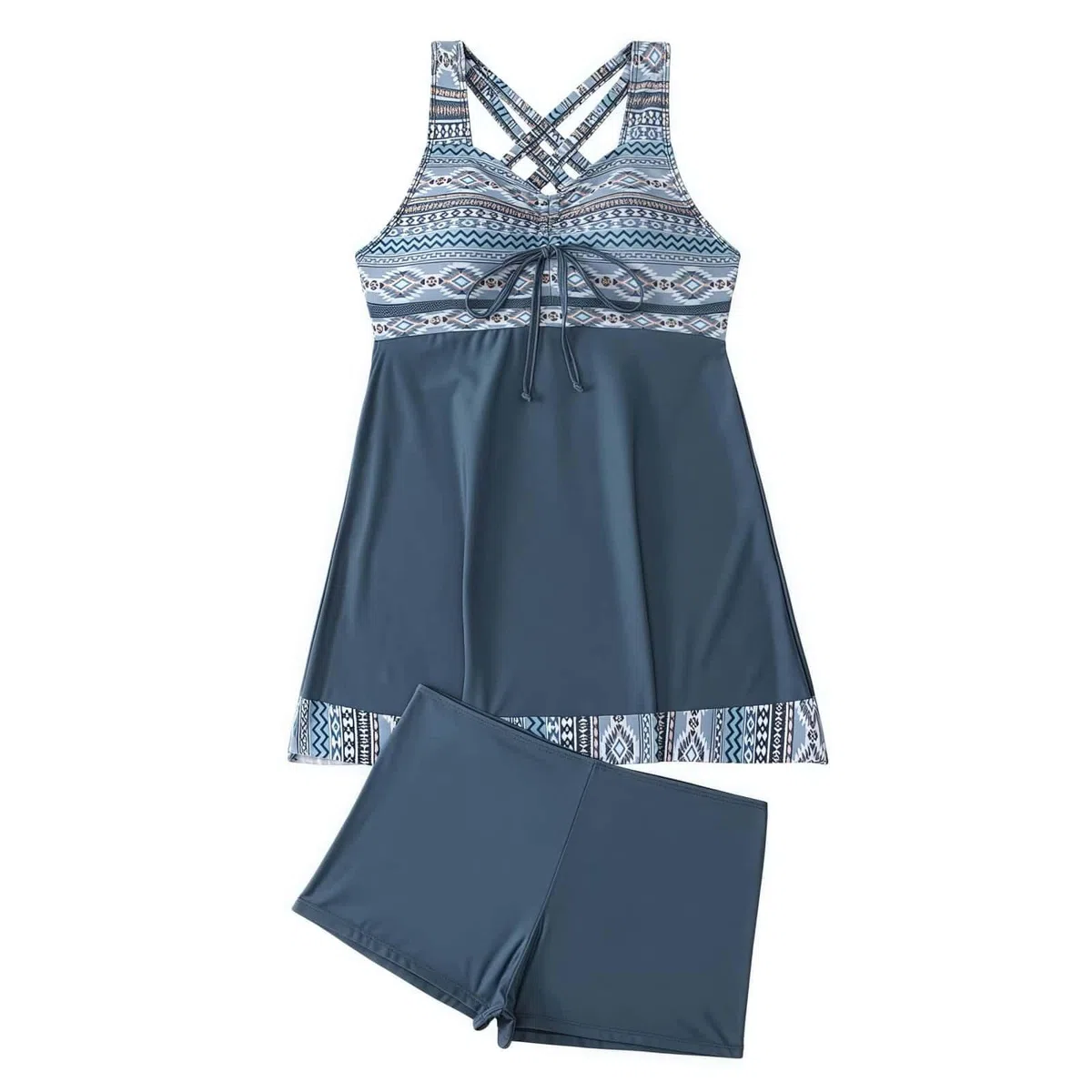 Tankini Damen Bauchweg Große Größen Badeanzug Tankinis Set Mit Shorts Freizeit Elegant Bademode Zweiteiler Badeanzüge Gepolsterter BH ohne Stahl Tankini Oberteil mit Badeshorts