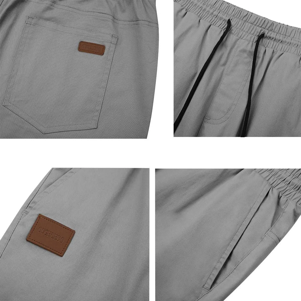Ougelebo Kurze Hosen Herren Baumwolle Elastische Taille mit Tunnelzug