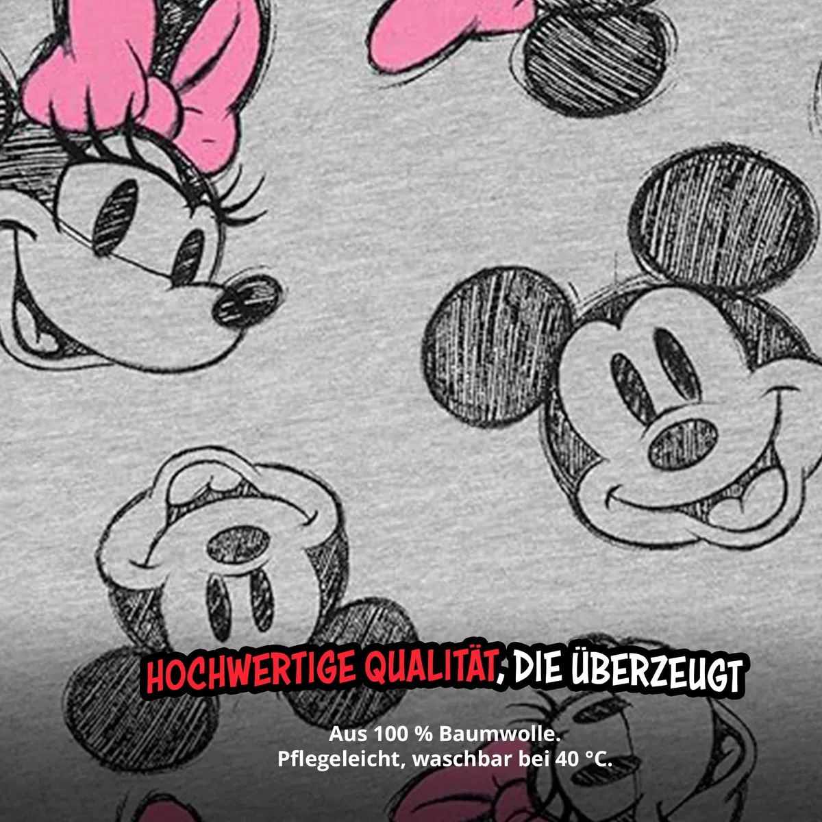 United Labels Disney Minnie Mouse Pullover mit Kapuze für Mädchen, Grau Rosa, Hoodie, Sweatshirt, Kapuzenpullover für Kinder