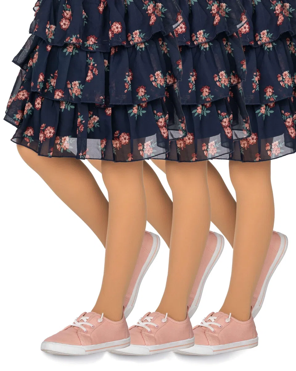 looksy 3er Pack Mädchen Strumpfhosen 40 DEN Blickdicht Einfarbig Mikrofaser Ballett Strumpfhose Weich Elastisch Kinder Strümpfe Schule Uniform Tanz Größe 3-12 Jahre